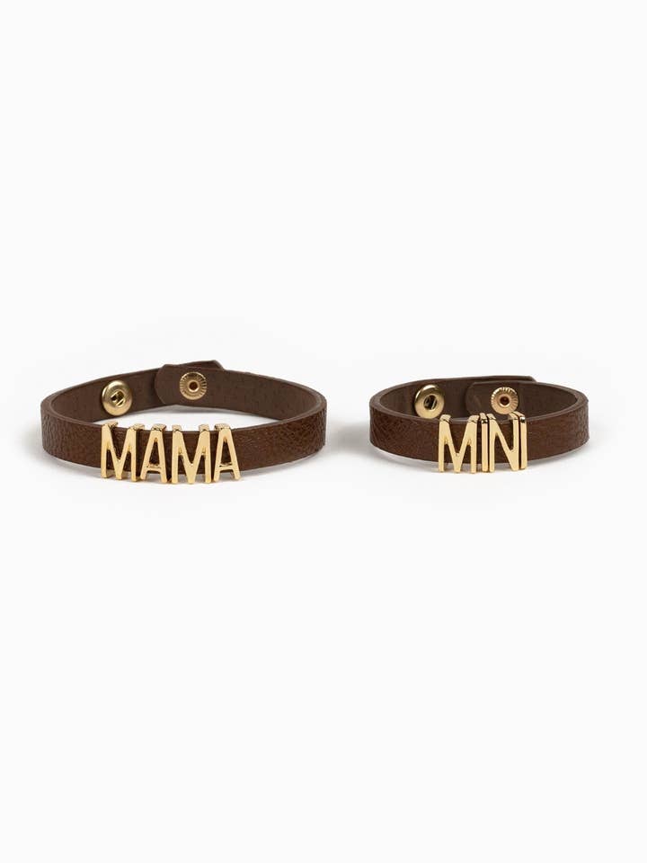 Ensemble de Bracelets en Cuir MAMAN & MINI pour la vente par Sessori