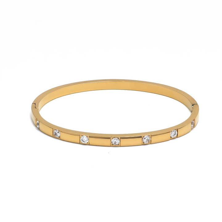 Bracciale classico in acciaio inossidabile oro o argento con diamanti CZ. per la vendita all'ingrosso da parte di Simply Jewels