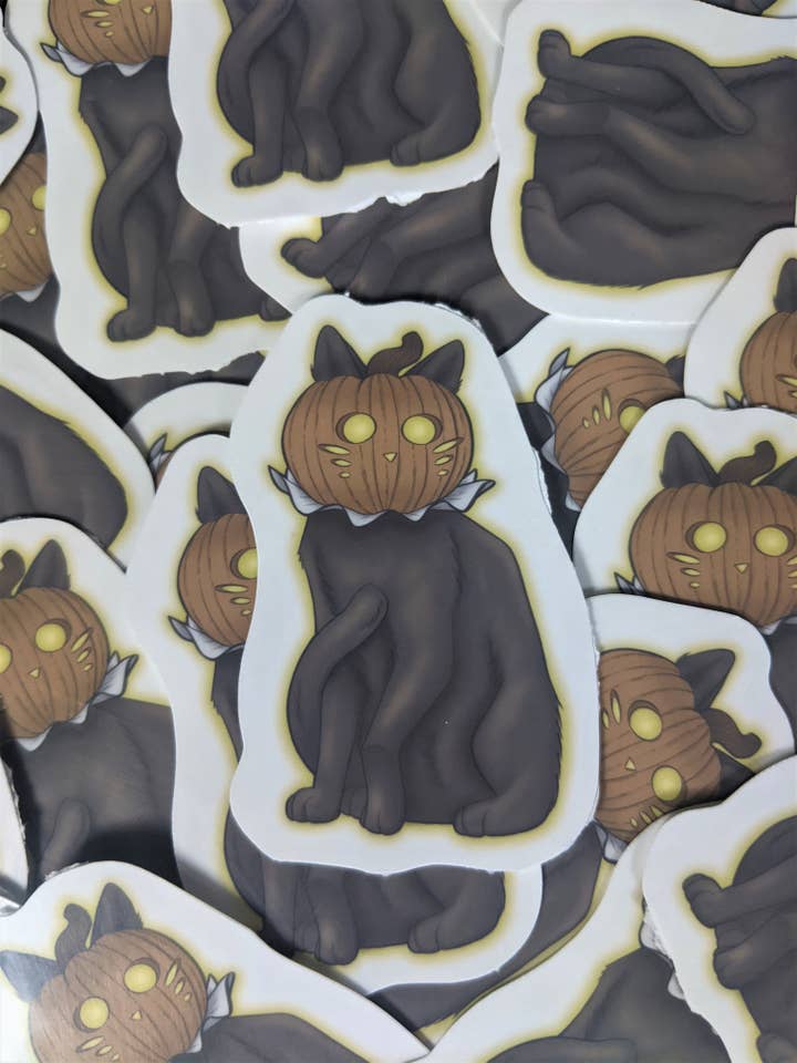 Autocollant en vinyle Halloween Kitty Cat | Imperméable pour la vente par Arcanist Artist