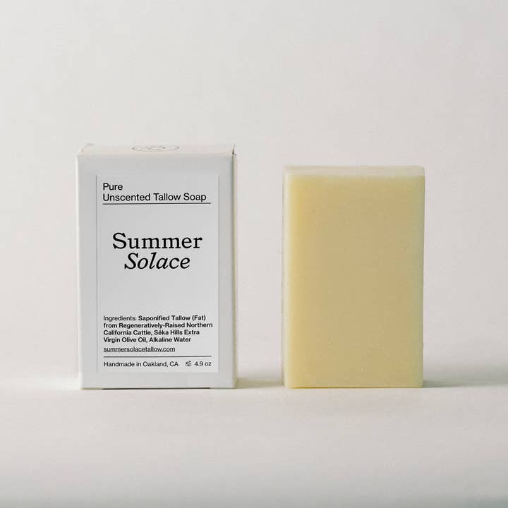 SUMMER SOLACE- Regenerative Tallow Beauty – wholesale Bar Soap – Pure Unscented Tallow Bar Soap – 4.9 oz6