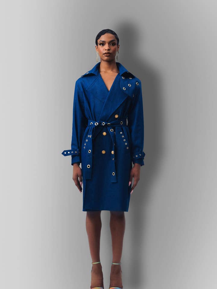 Bellina Denim Trench Coat for wholesale by Maui X Lolita