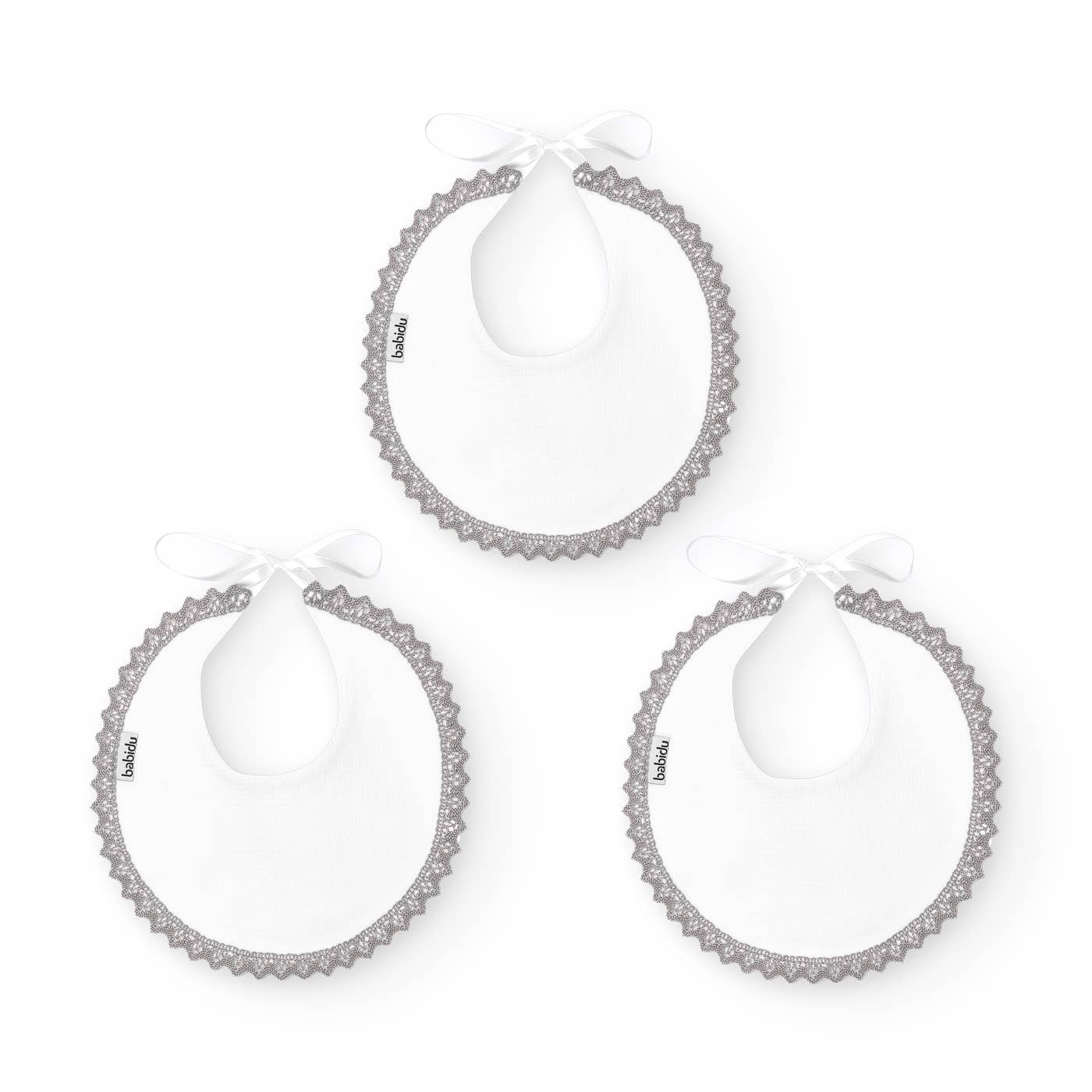 Babidu - Wholesale Bib - Baby - PACK OF 3 ROUND BIBS LACE CANUTILLO2