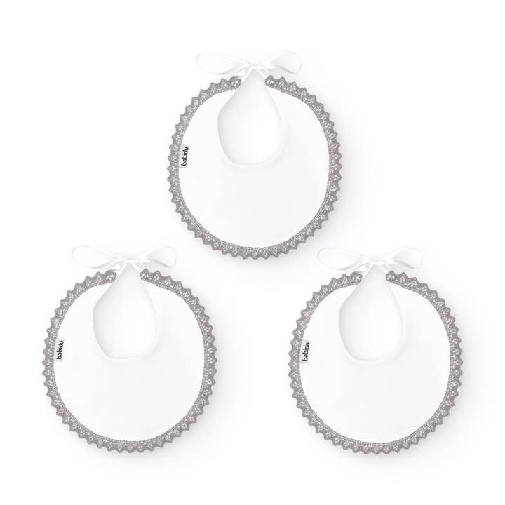 Babidu - Wholesale Bib - Baby - PACK OF 3 ROUND BIBS LACE CANUTILLO2