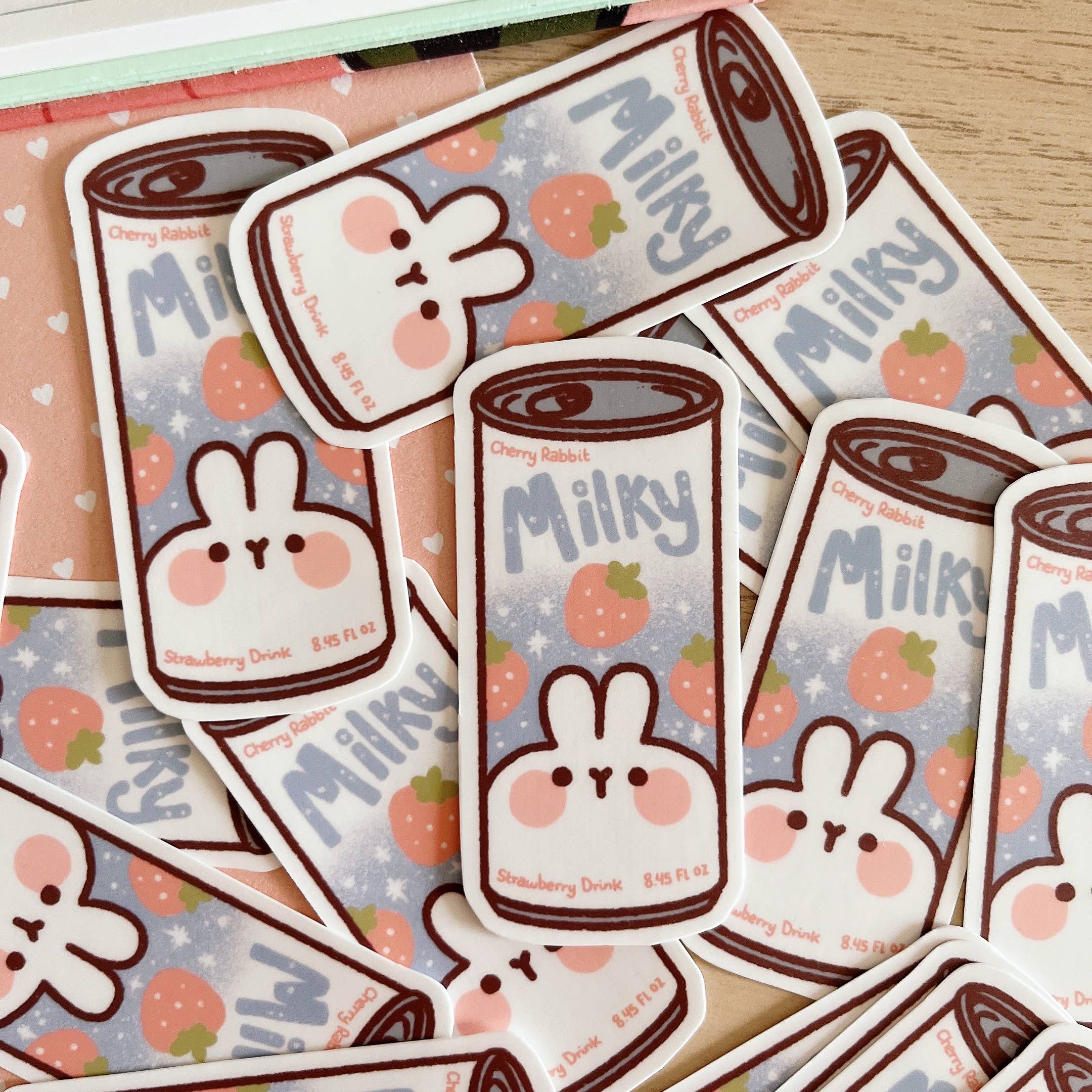 Cherry Rabbit - Wholesale Sticker - Strawberry Milky Drink Sticker1