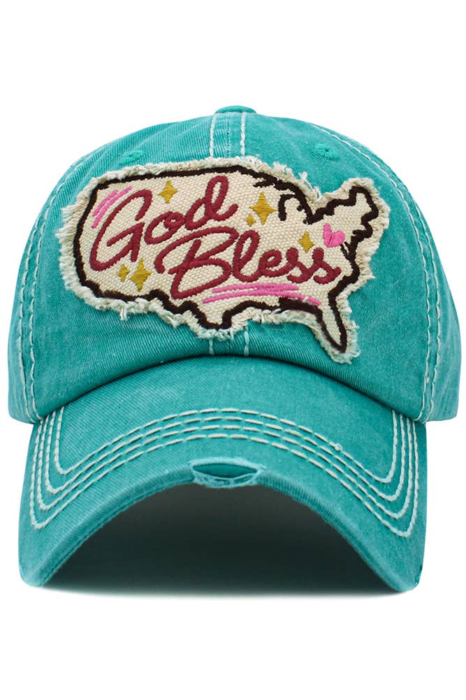 Hana - Wholesale Baseball Cap - Women's - God Bless America Washed Vintage Ballcap1