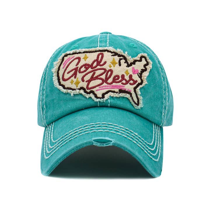 Hana - Wholesale Baseball Cap - Women's - God Bless America Washed Vintage Ballcap1