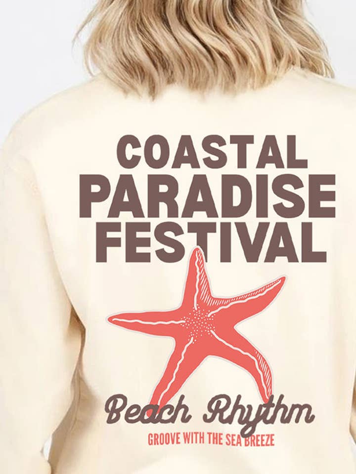 Damen Coastal Paradise Festival Bedrucktes Sweatshirt für den Großhandel von Missi Clothing