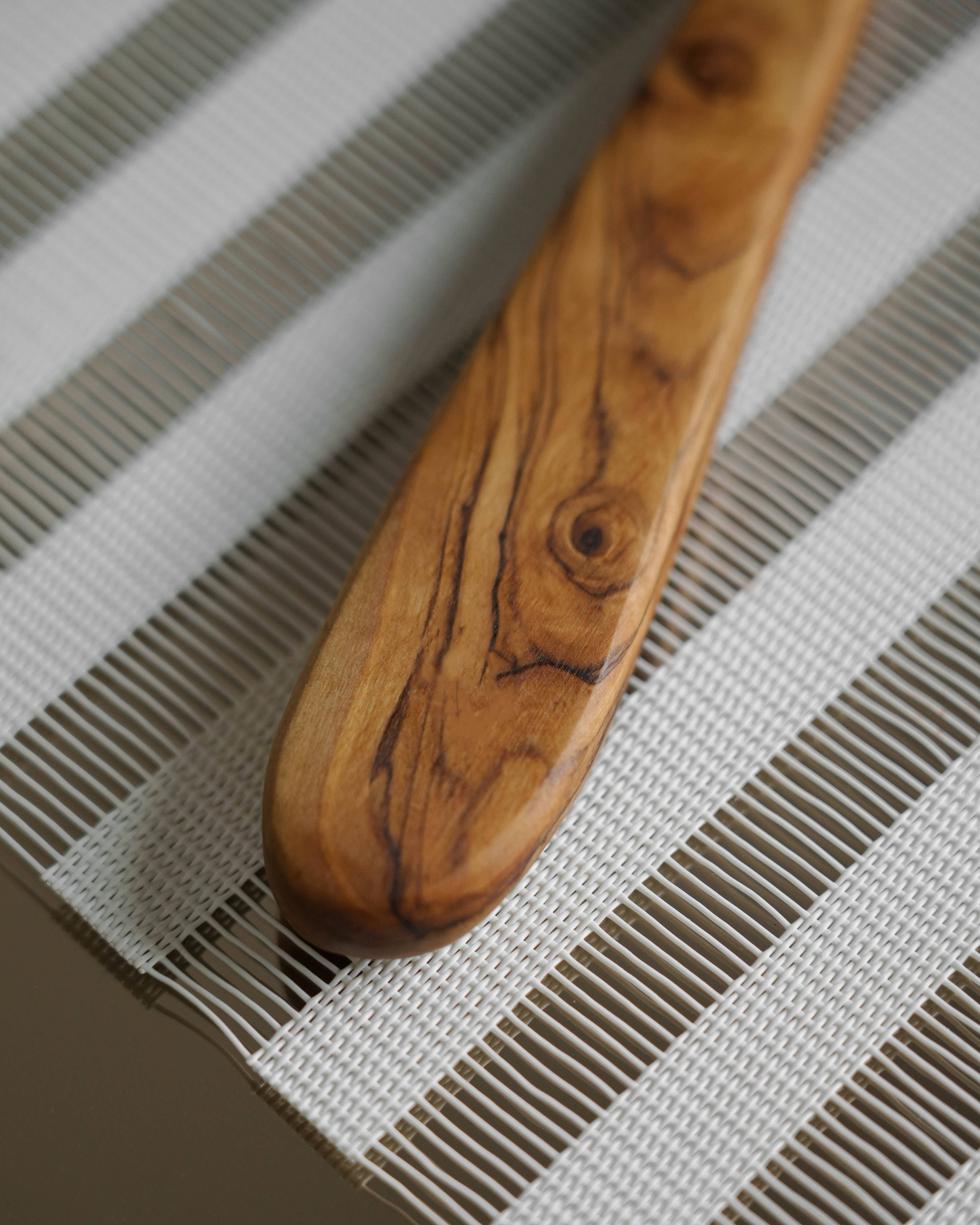 Handcrafted Olivewood - Vente Ustensile de service - Cuillère à fentes en bois d'olivier faite à la main pour servir2