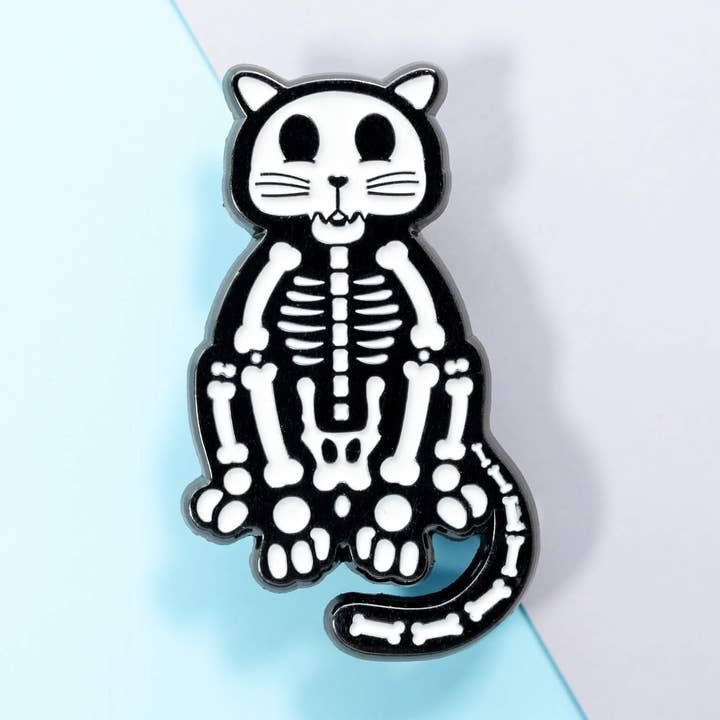 Katzen-Skelett X-Ray Emaille Pin für den Großhandel von Moonmoli