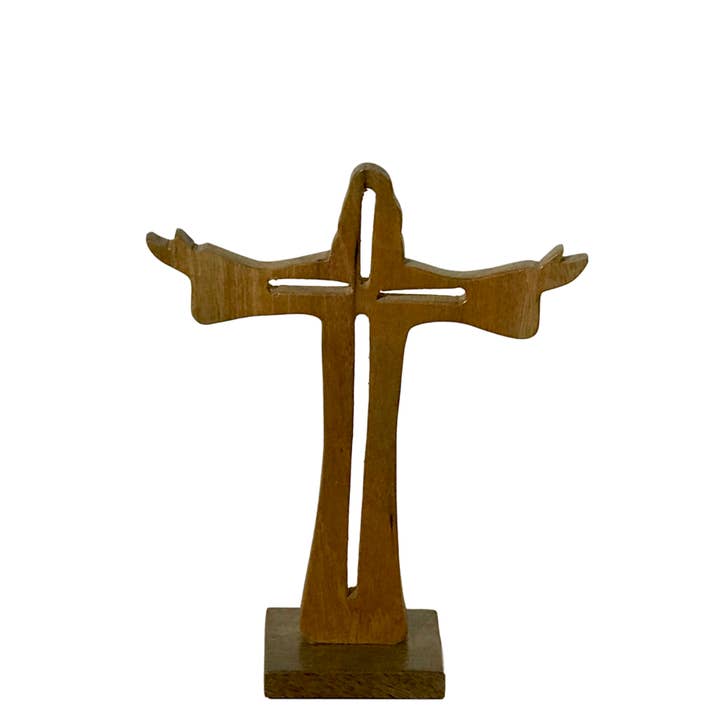 Christ the Redeemer Mango Wood Tabletop Cross for wholesale by Wilco Home