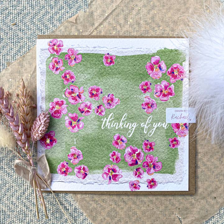 Blomsterkort - Green Phlox 2 - Tænker på dig for engroshandel hos Drawn by Rachael