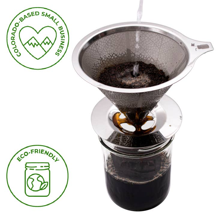 Mason Jar Lifestyle - Wholesale Pour Over & Dripper - Stainless Steel Pour Over Drip Coffee Filter for Mason Jars