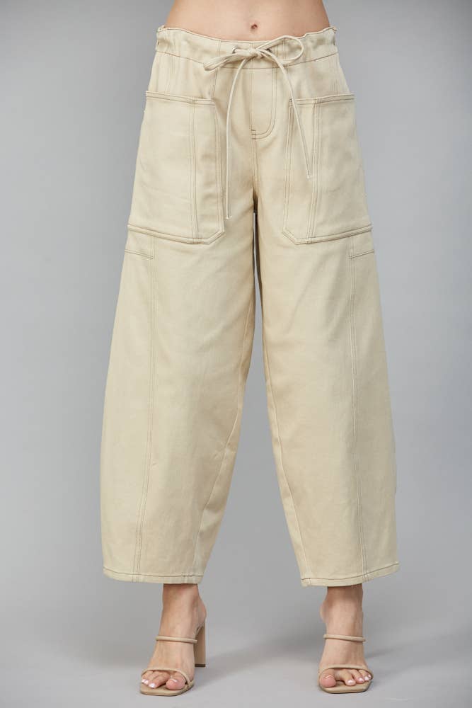 ECRU PANTALONI A BARILE DA INFILARE FP65059 in vendita all'ingrosso su Faire0