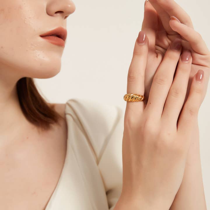 Melange Blanc - Wholesale Band/Stacked Ring - R008 croissant dome ring, dome ring, gold ring, silver ring5