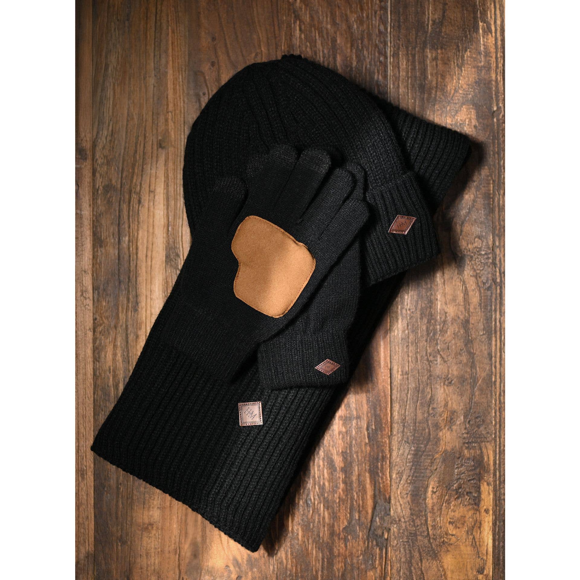 WIDDOP and Co. - Vendita all'ingrosso Calzini - Unisex - Set regalo cappello, guanti e sciarpa a strati Harvey Makin - Nero7