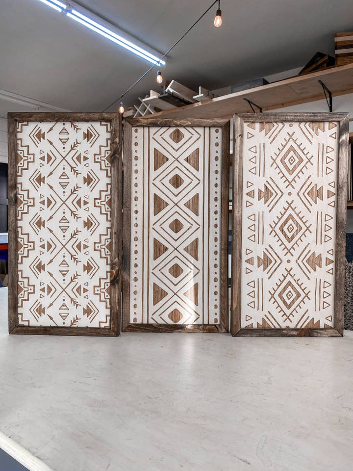 3 Piece Bold, Arrow & Aztec Artwork for wholesale by Birch and Home Handmade