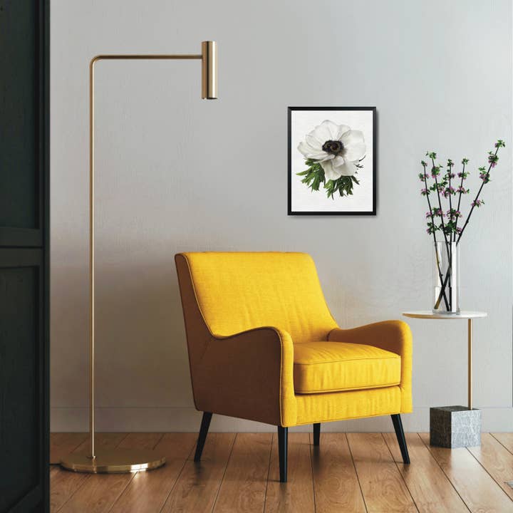 8x10 White Anemone Art Print, Floral Art Print for wholesale by blonde birdie