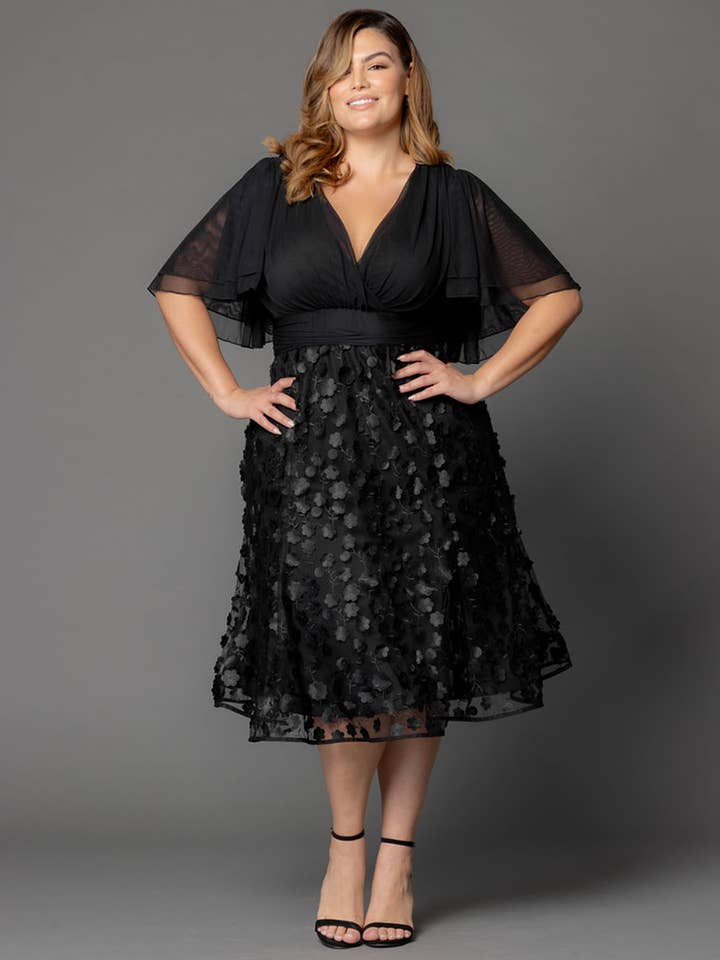 Pretty Petals Mesh Cocktail Dress - Plus Size for wholesale by Kiyonna