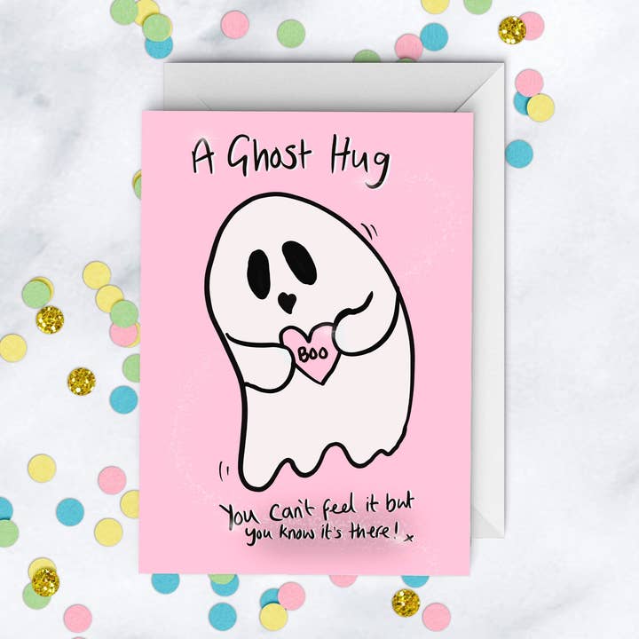 Cute Ghost Hug Card, Miss You Friend for wholesale by Just Daydreaming