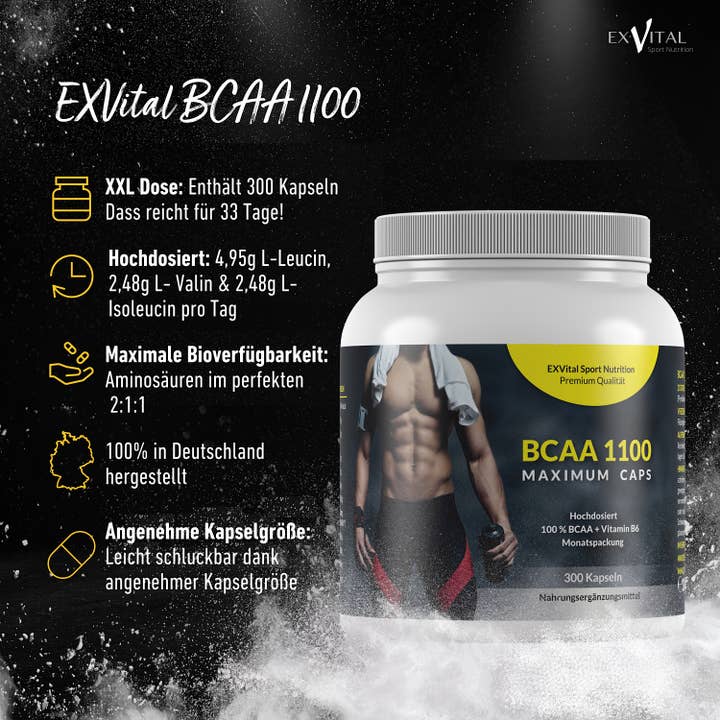 EXVital – wholesale Oral supplement/vitamin – EXVital BCAA 1100 Maximum Caps, Amino Acid