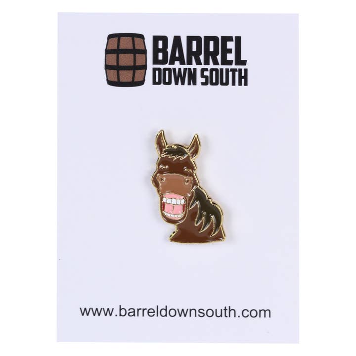Horse Smiling Derby Lapel Pin for wholesale by Barrel Down South