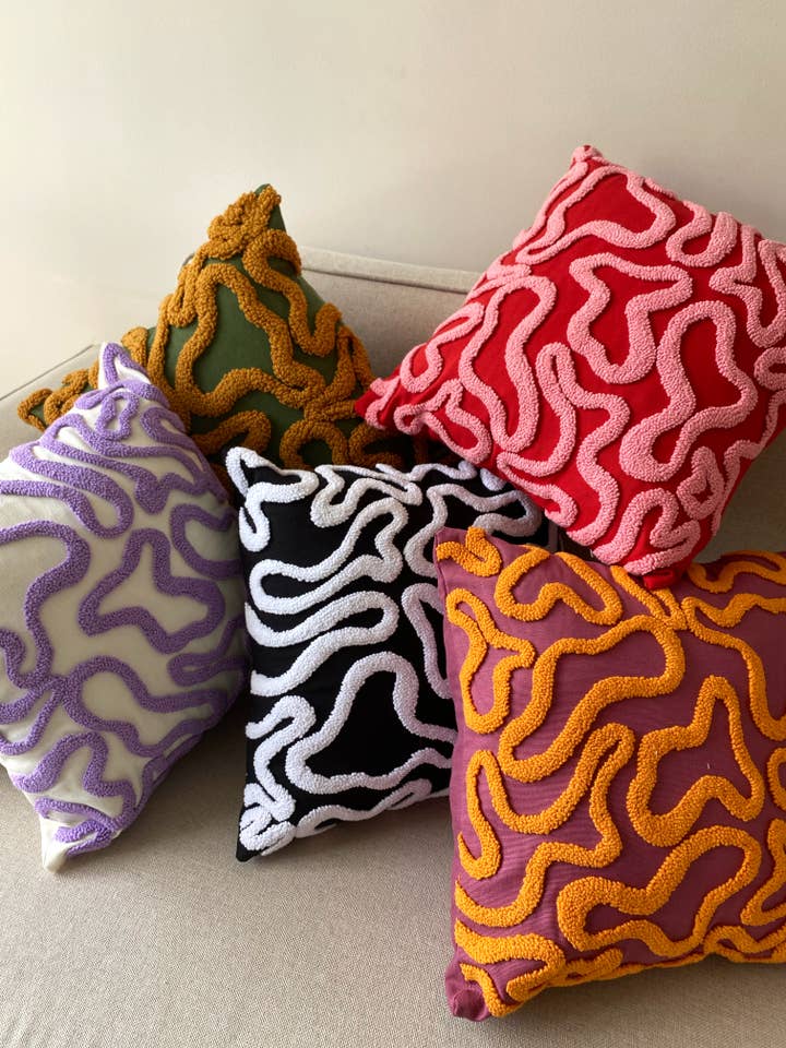 Groovy Punch Needle Pillow Cover,Cosy Decorative Pillowcase for wholesale by Honey Art and Nature