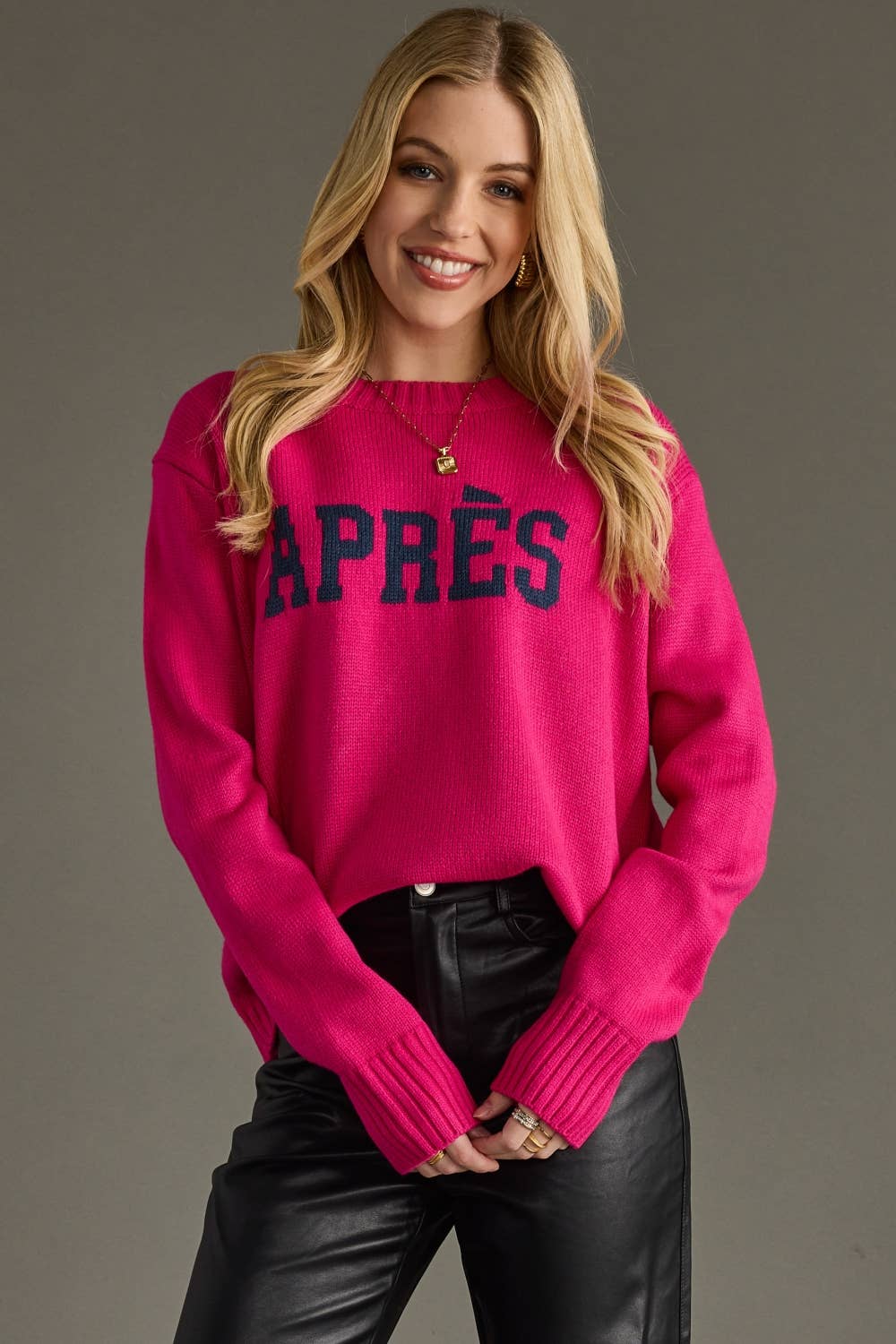 Panache Apparel Co. - Wholesale Knit Sweater - Women's - Bright Pink Apres Sweater1