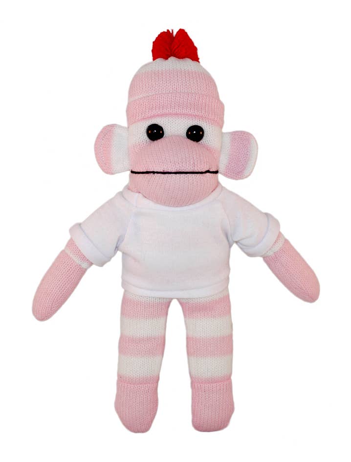 Plushland – Großhandel Kuschel-/Plüschtier – Kind & Baby – Pink Sock Monkey Sitzsack Tier 25,4 cm12