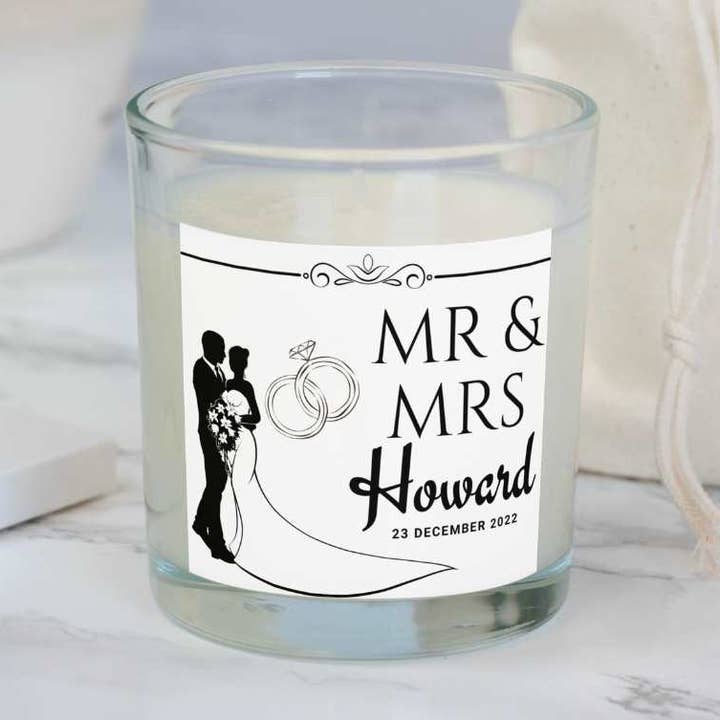 Personlig Mr & Mrs Wedding Candle | Presenter till bruden för wholesale av MKTrendsCo