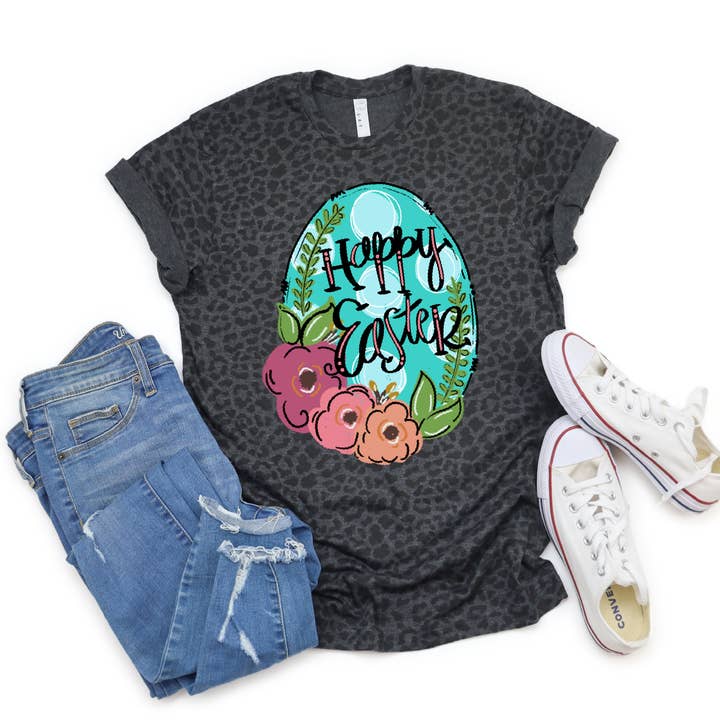 Southern Attitude Designs Inc – Engroshandel Grafisk t-shirt - Dame – Glædelig påske- Floral0