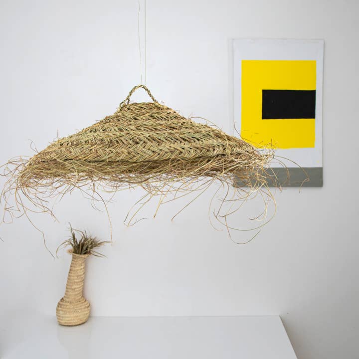 Rund lampeskærm i strå, loftsophæng, marokkansk pendel for engroshandel hos woolsouk ( We handle U.S. import procedures for you )