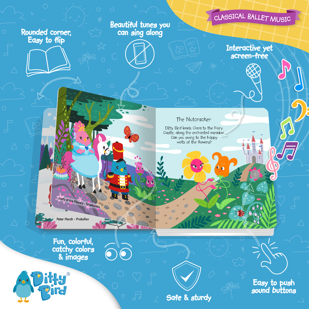 Ditty Bird - Vente Livre pour bébés et tout-petits (jusqu'à 2 ans) - Livre sonore Ditty Bird pour enfants : Musique de ballet classique USB-C2