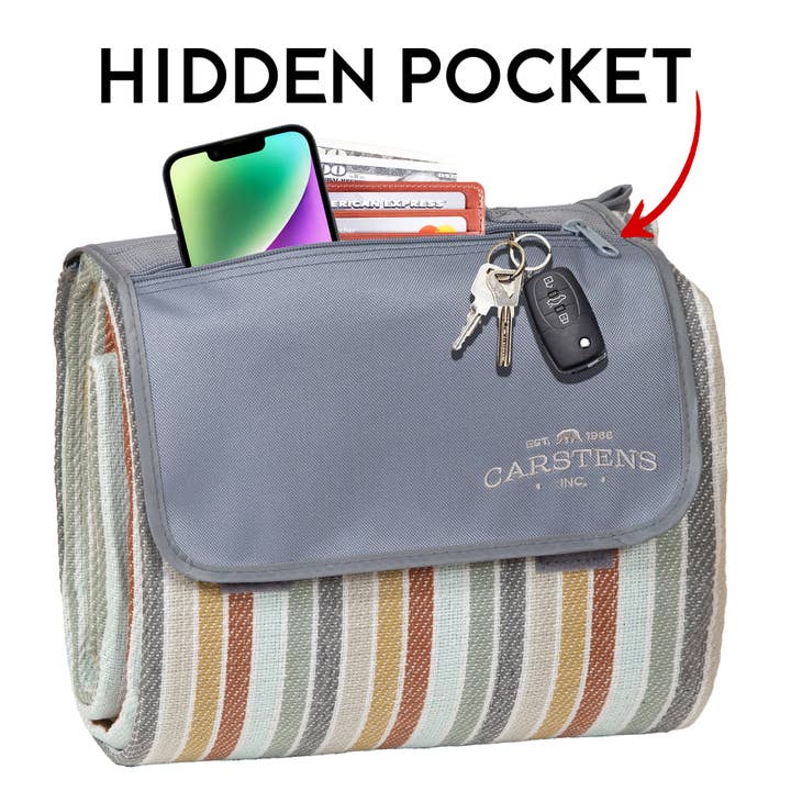 Carstens, Inc. - Wholesale Picnic Blanket - River Rock Woven Stripe Picnic Blanket4