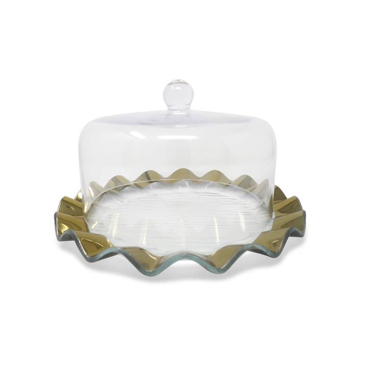 VIVIENCE - Wholesale Cake Stand - Glass Cake Dome With Scalloped Border
