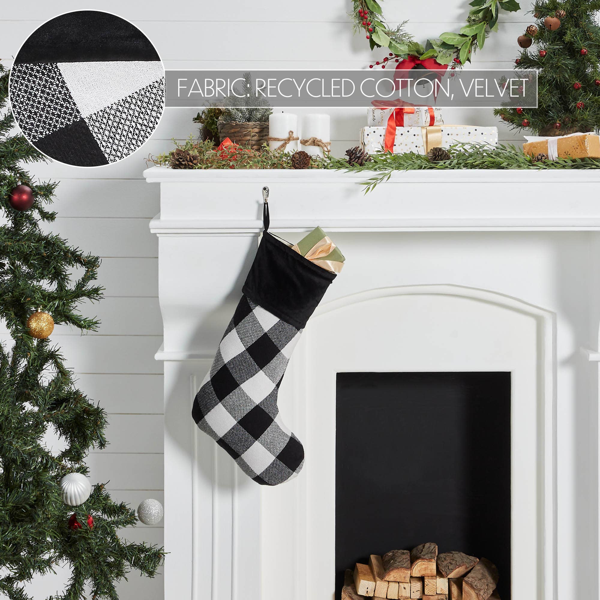 VHC Brands - Wholesale Holiday Stocking - Annie Black Check Stocking 12x203