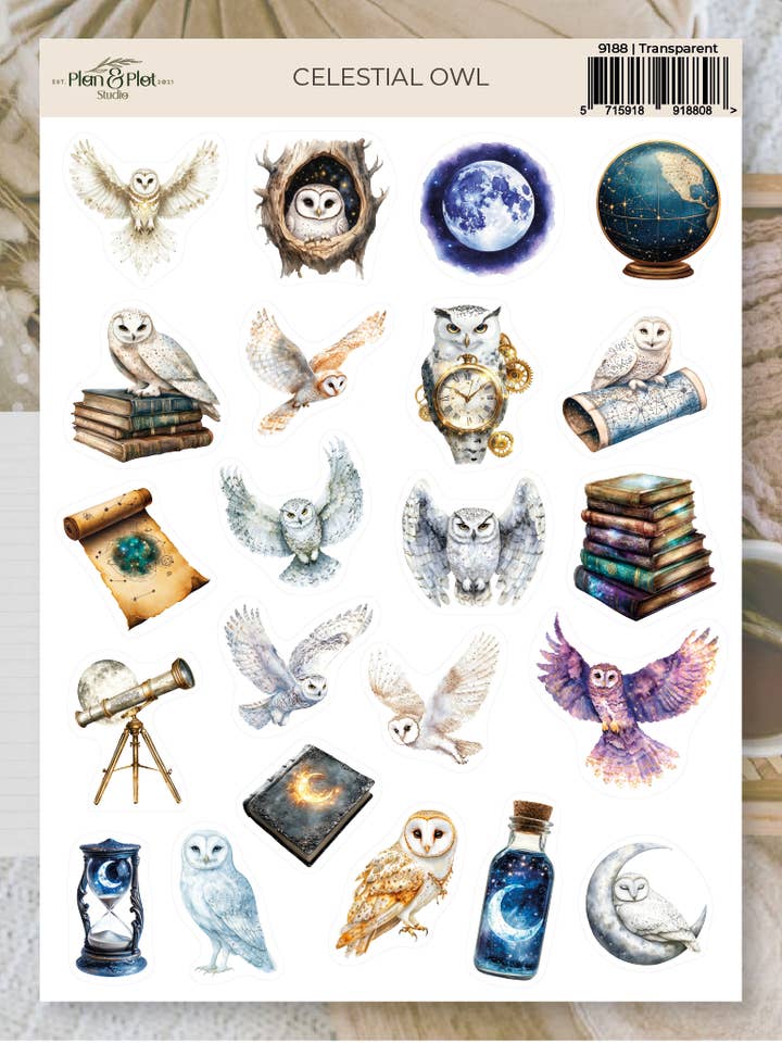Celestial uggla | Klistermärken för wholesale av Plan & Plot Studio