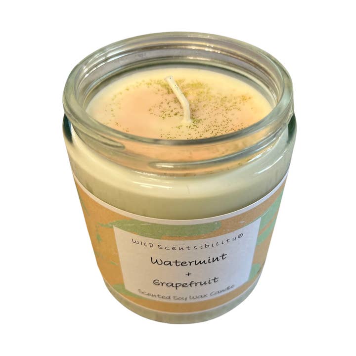 Watermint Grapefruit 8 Oz Soy Wax Candle for wholesale by WILD Scentsibility