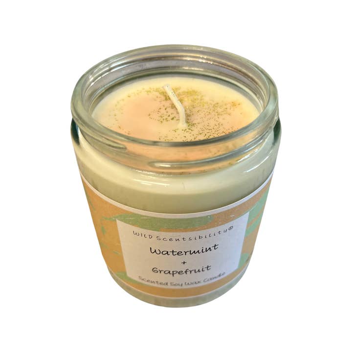 Watermint Grapefruit 8 Oz Soy Wax Candle for wholesale by WILD Scentsibility
