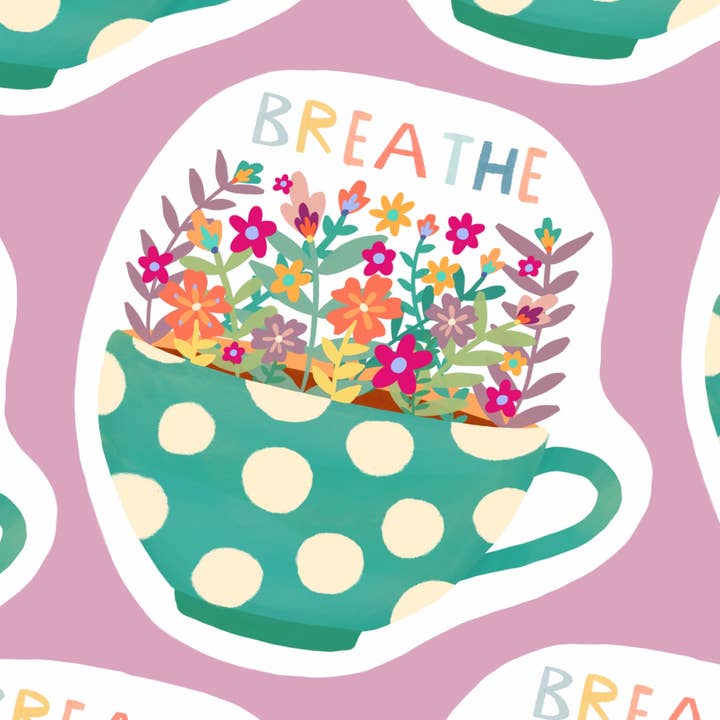 Træk vejret tekop vandtæt klistermærke for engroshandel hos The Sunshine Bindery