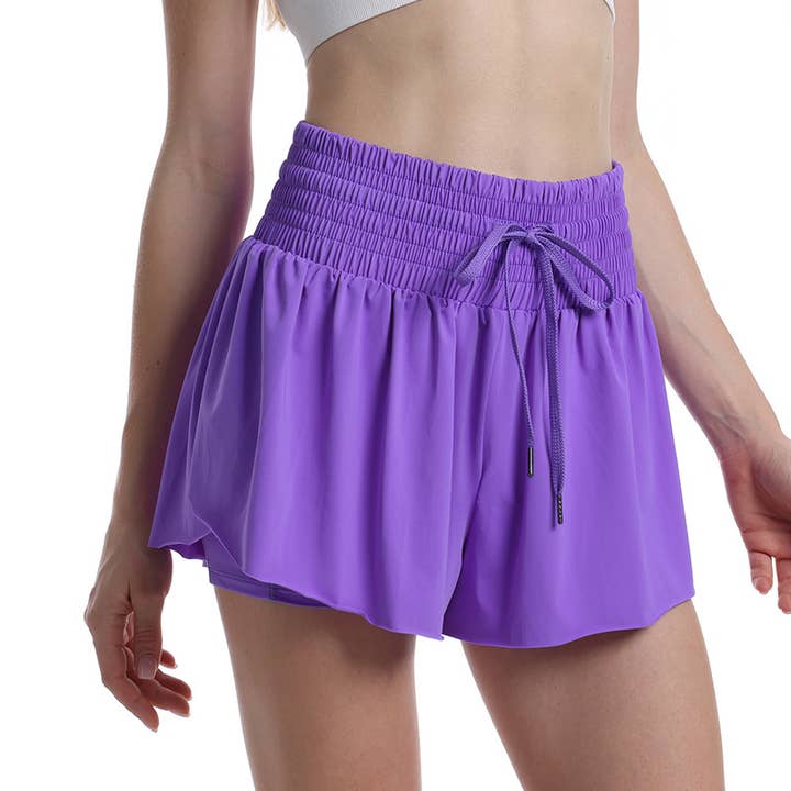 Rosa Clothing - Wholesale Shorts - Women's - Flowy Butterfly Athletic High rise Shorts with inner pocket7