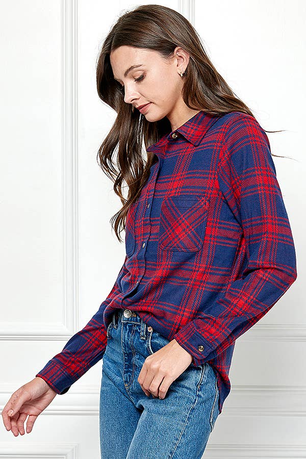 Veracci - Wholesale Button Down Shirt - Women's - Stretch button Up Women Plaid Sweater Shirt5