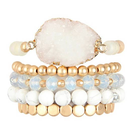 Love and Repeat - Wholesale Jewelry Set - DRUZY CHARM MIXED BRACELET SET8