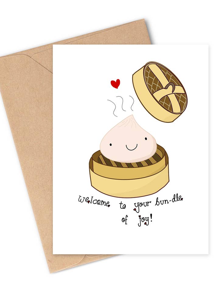 BUN-DLE OF JOY Greeting Card for wholesale by Two Brides Presents