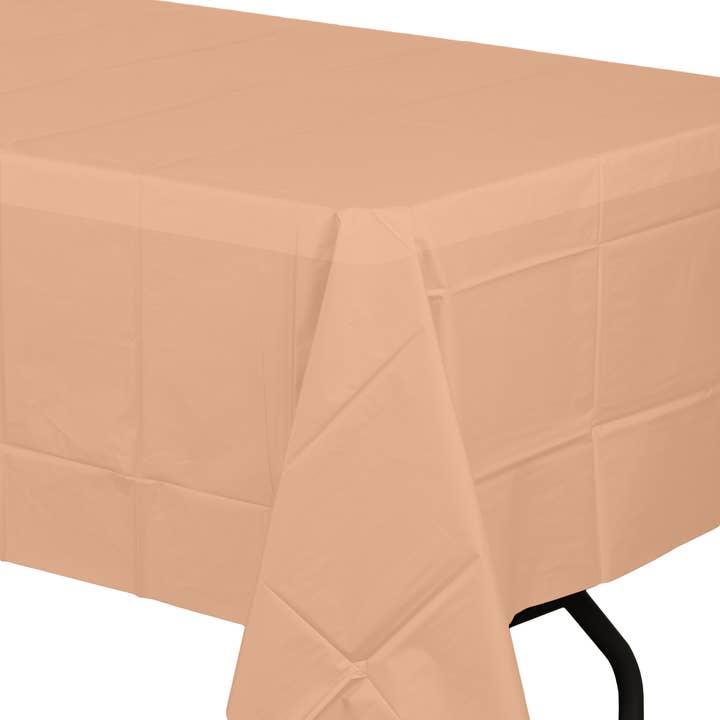 Peach Disposable Plastic Tablecloth - 54 in. x 108 in. for wholesale on Faire