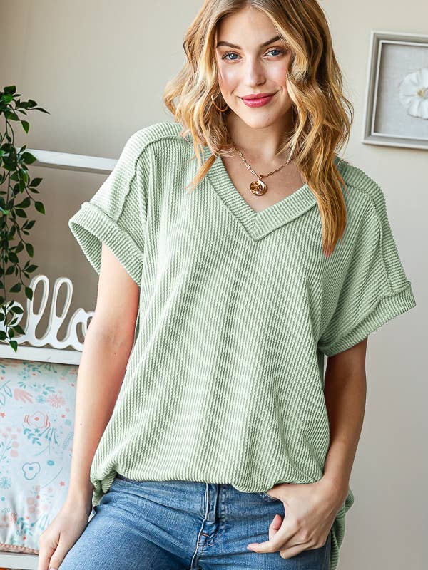 SOLIDES URBANES, GERIPPTES TOP für den Großhandel von Pink Irene Wholesale