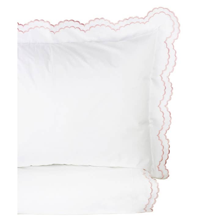 Mélange Home - Wholesale Duvet Cover - Double Scallop Embroidered Cotton Percale Duvet Cover Set