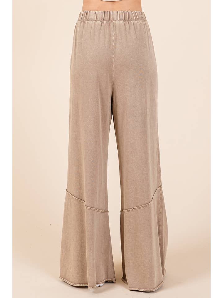 mittoshop - Wholesale Pants - Women's - MINERAL WASH WIDE FLARED LEG LOUNGE PANTS