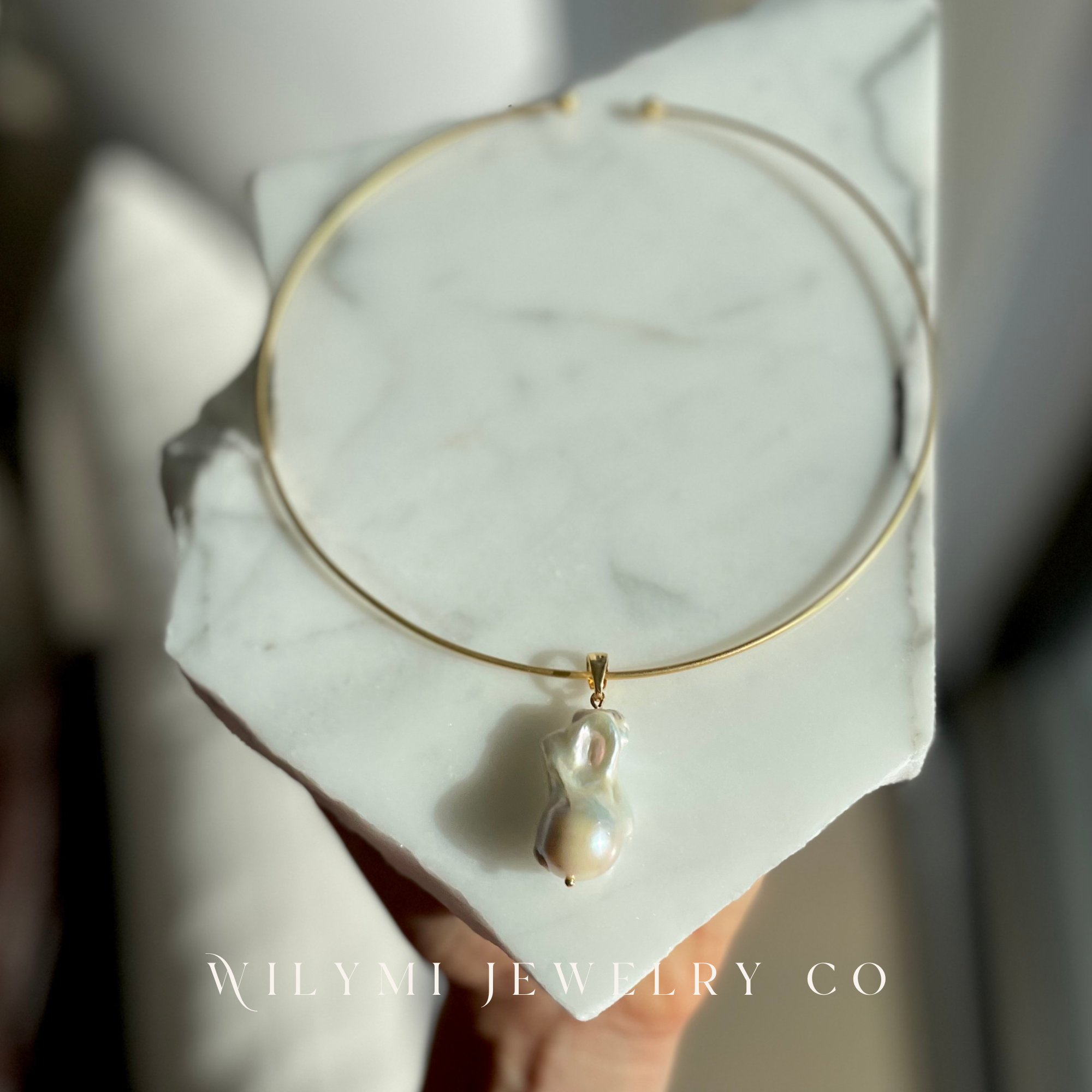 WILYMI Jewelry Co - Wholesale Choker/Collar - Gold Filled Baroque Pearl Tube Collar Choker | Adjustable6