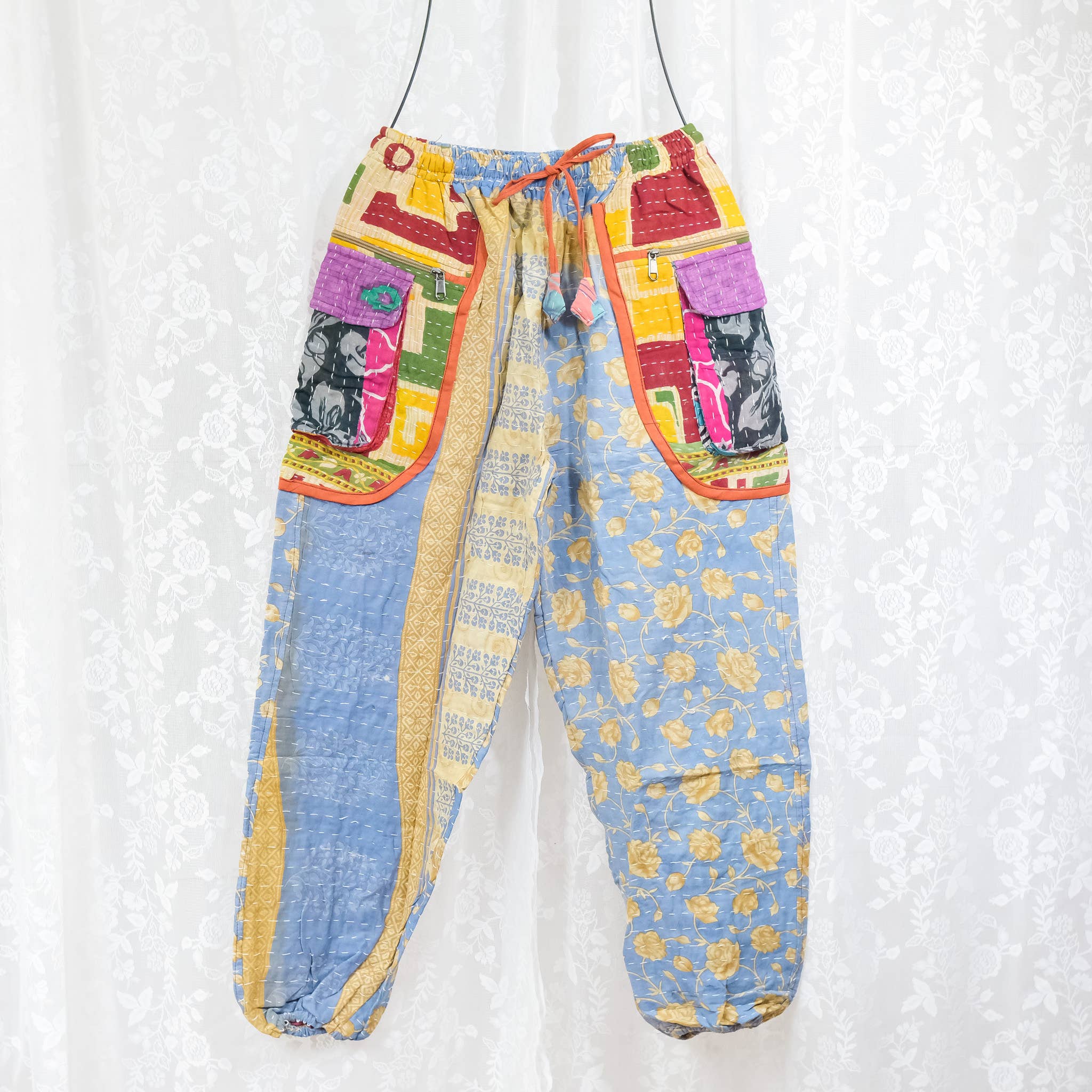 Karma Nepal Crafts - Wholesale Pants - Women's - One of a Kind Kantha Baggy Pants with Pockets8