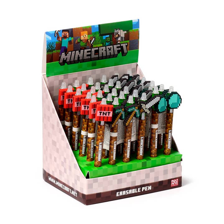 Bolígrafo borrable Inkredible con topper de silicona de herramientas Minecraft para venta al por mayor de Puckator EU